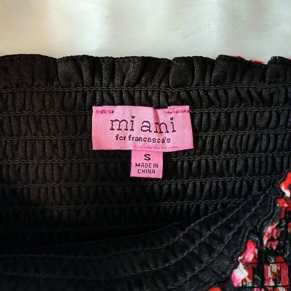 FRANCESCA'S Mi Ami Shimmer Long Sleeve Smocked Dress Black Pink Red sz Small - Picture 7 of 11